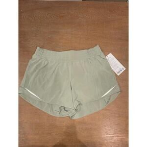 NWT Lululemon Hotty Hot High-Rise Lined Short 4" SIZE 12 Fog Green